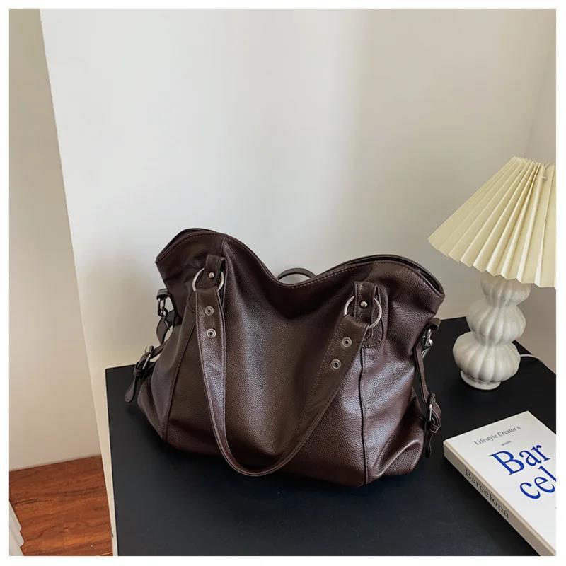 Lederne Damen Schultertasche Luxus Echtleder Schwarz