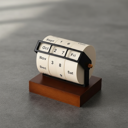 Holz Schreibtischkalender Rotierend Mid Century Design