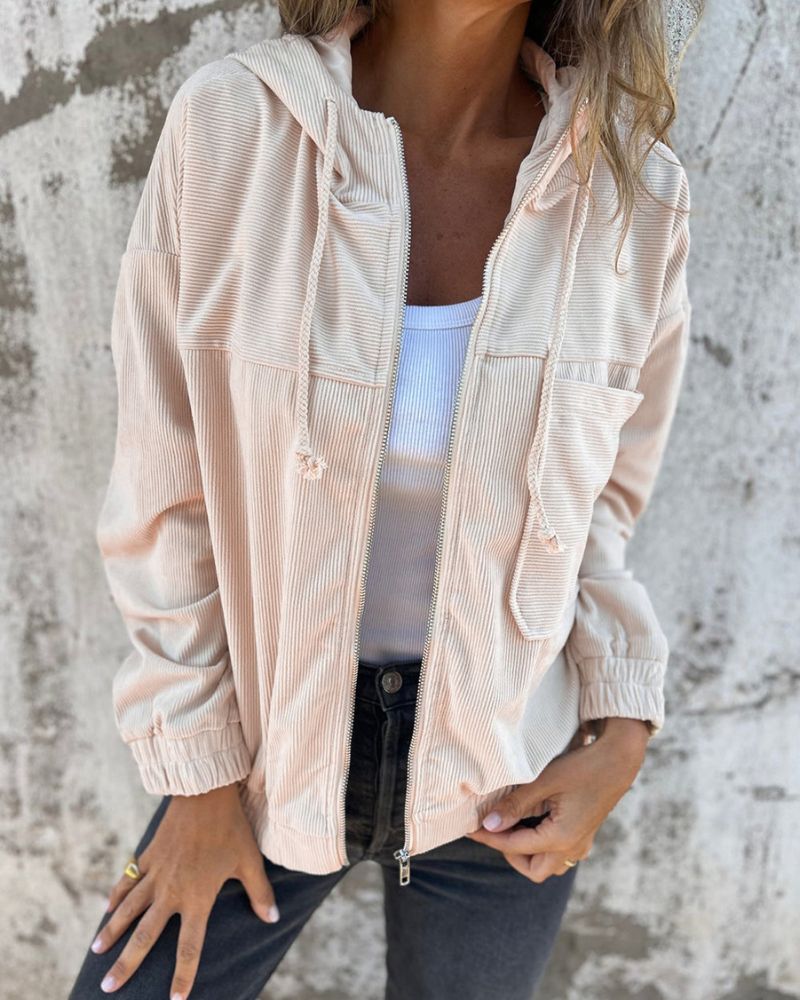 Leichte Damenjacke Cord mit Kapuze Damenparka