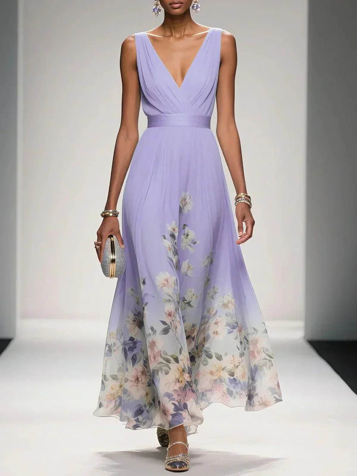 Damen Kleid Hochzeitsgäste Blumenmuster Elegant - BerlinGlamour