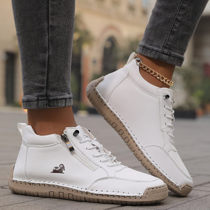 Damen Schnürschuhe Bequem mit Reißverschluss Komfort