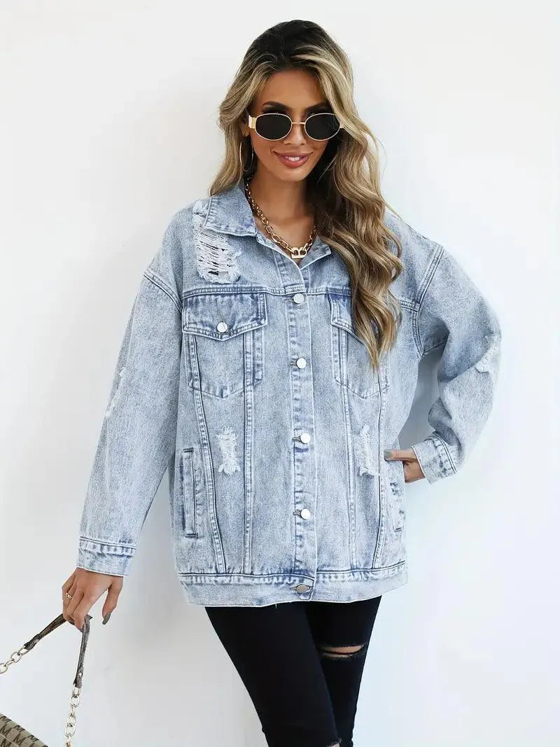 Große Damen Jeansjacke Oversized Trendy - BerlinGlamour