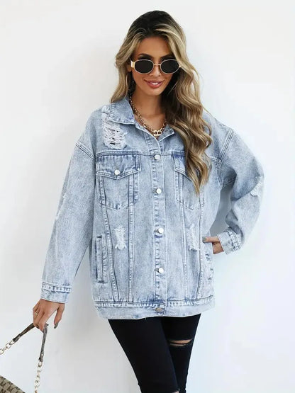 Große Damen Jeansjacke Oversized Trendy - BerlinGlamour
