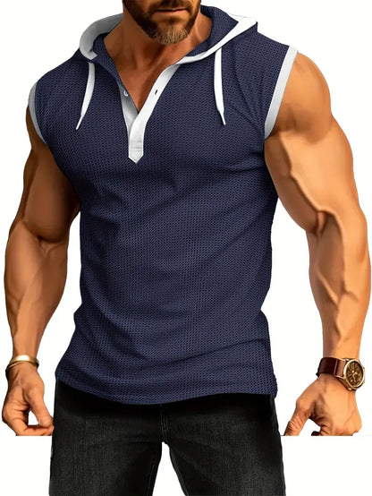 Herren Sportshirt Ärmellos Kapuzenpullover Sportlich