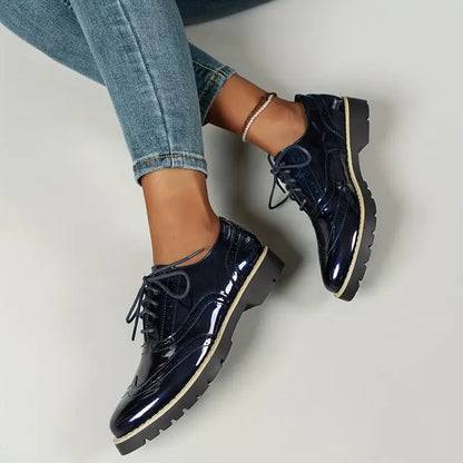 Elegante Frauen Lederschuhe Hochglanz