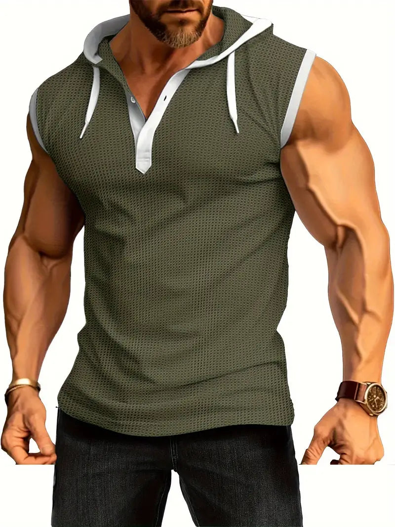 Herren Sportshirt Ärmellos Kapuzenpullover Sportlich