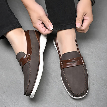 Elegante Herren Loafers Leder Schwarz Modern