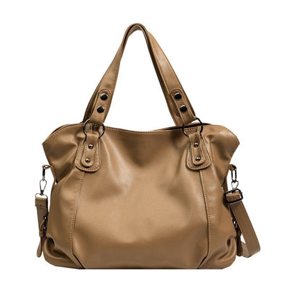 Lederne Damen Schultertasche Luxus Echtleder Schwarz