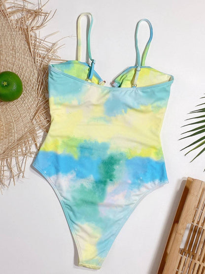 Badeanzug Damen Tankini Cutout Tie Dye Sommer