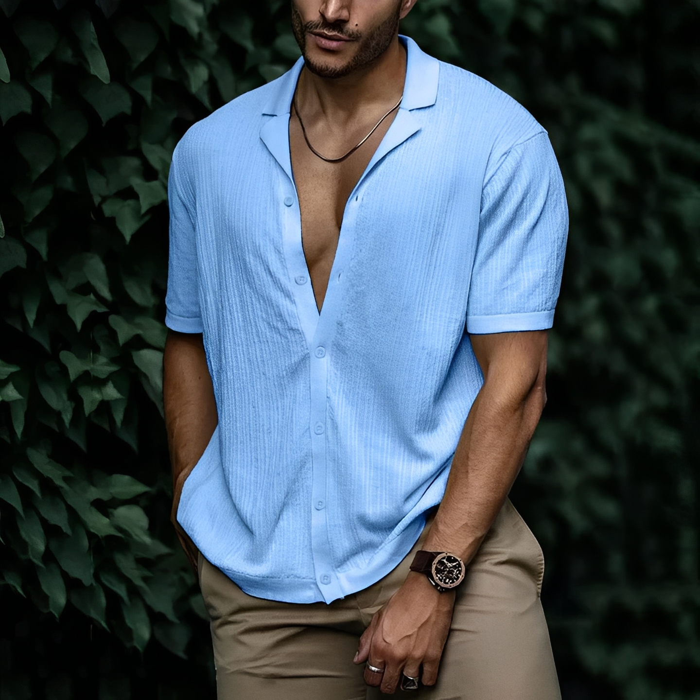 Herren Sommerhemd Elegant Leicht Slimfit
