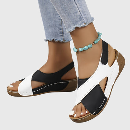 Damen Sandalen Zweifarbig Offener Zehenbereich Freizeit