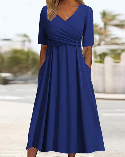 Moderne Frauen Midikleid Crossover Schnitt - BerlinGlamour