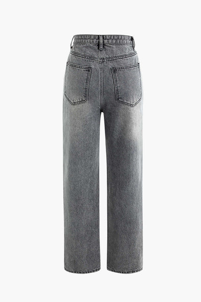 Damenjeans Asymmetrischer Bund Trendy Frauenjeans