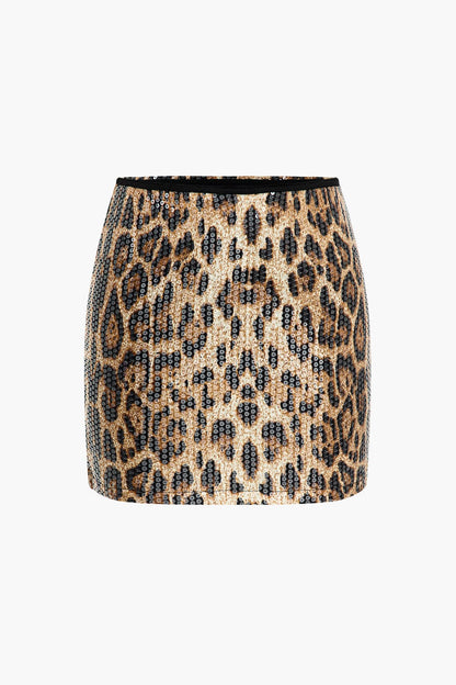 Leoprint Top und Minirock Set Damen Selbstbewusstes Outfit