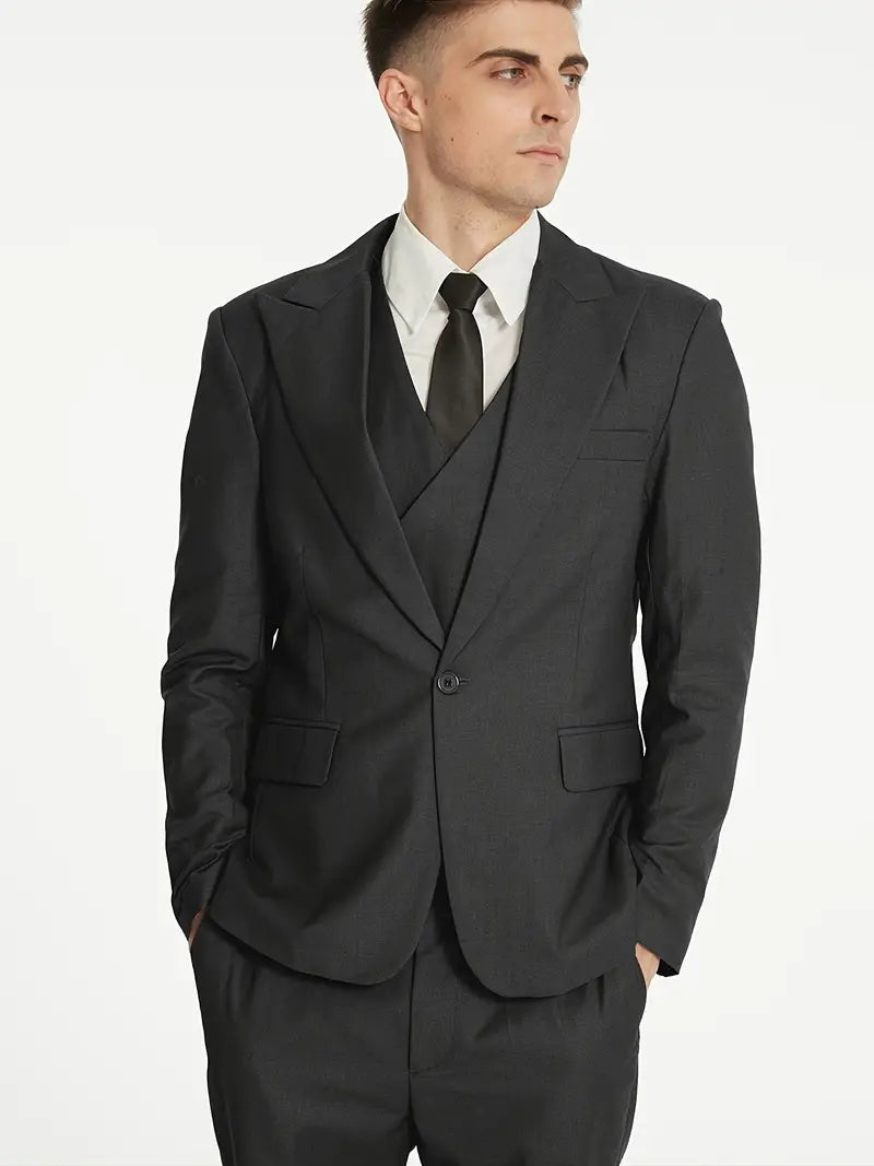 Herren Anzug Set 3-teilig Business Blazer Hose Weste