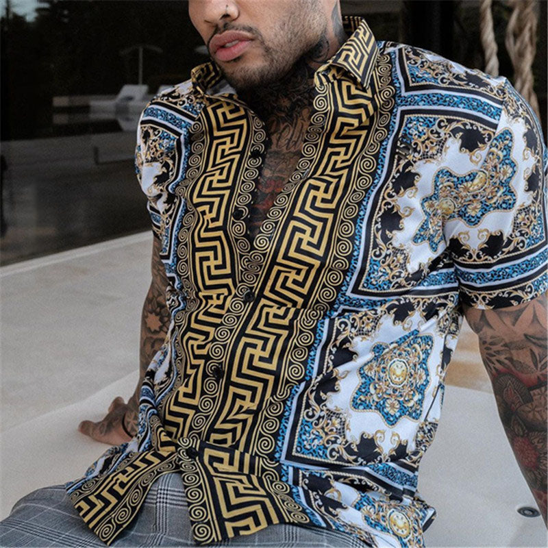 Herren Kurzarmhemd Relaxed Fit mit Print - BerlinGlamour