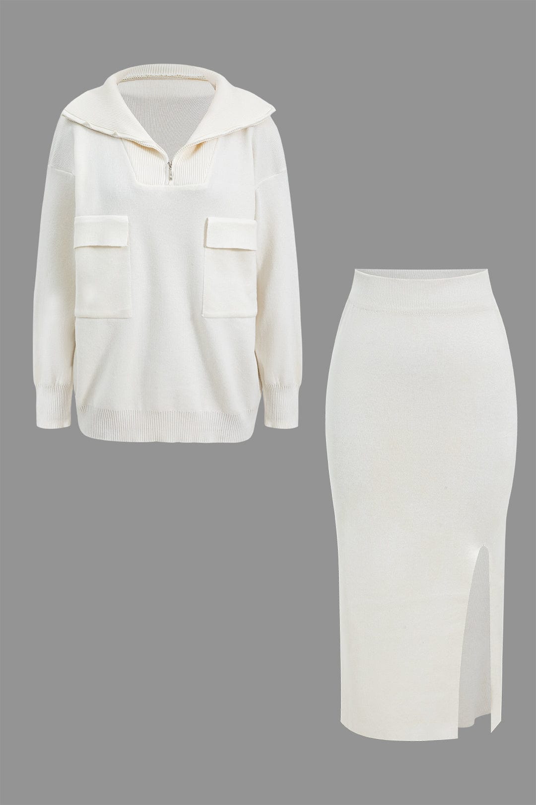 Damen Zweiteiler Set Oversized Pullover Minirock - BerlinGlamour