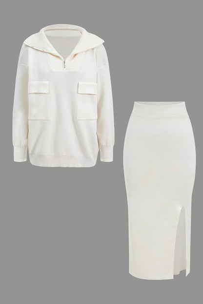 Damen Zweiteiler Set Oversized Pullover Minirock - BerlinGlamour