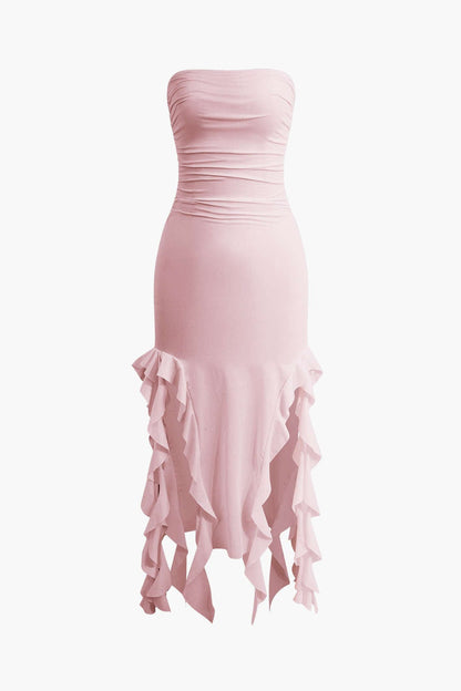 Elegantes Maxikleid mit Volant und Rüschen