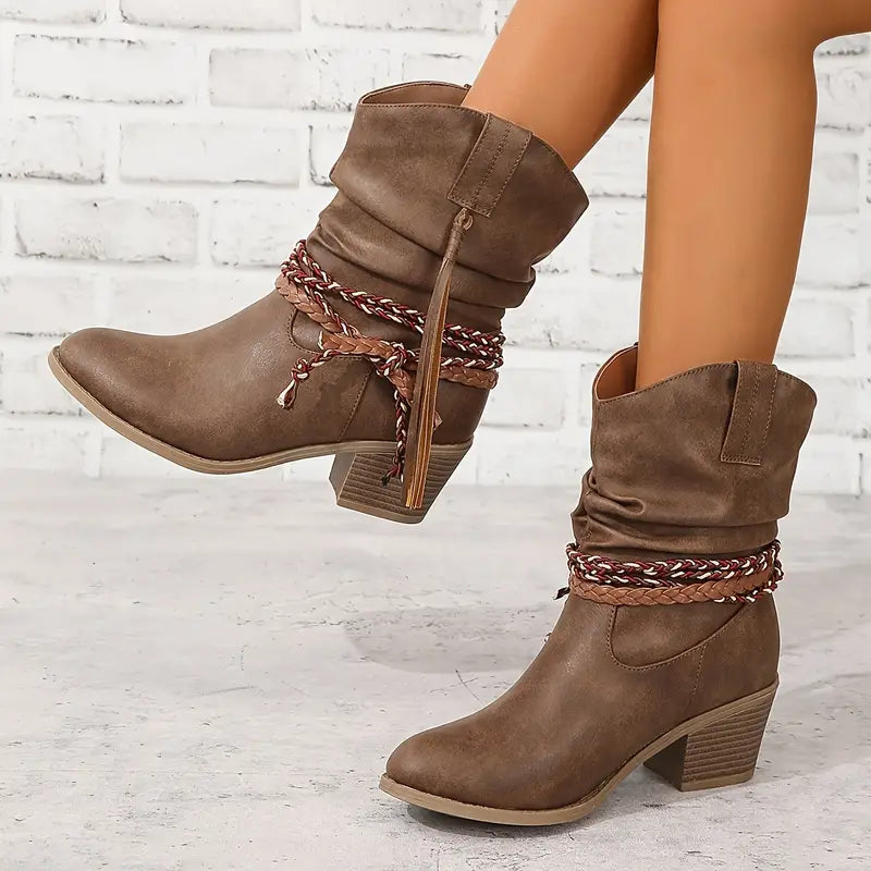 Cowboy Stiefel Rustikal Leder Braun