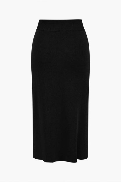 Elegantes Strick-Set Damen Peplum-Top und Bleistiftrock