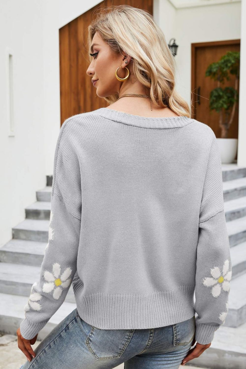 Floral Cardigan Damen Großkaros Drop Schulter