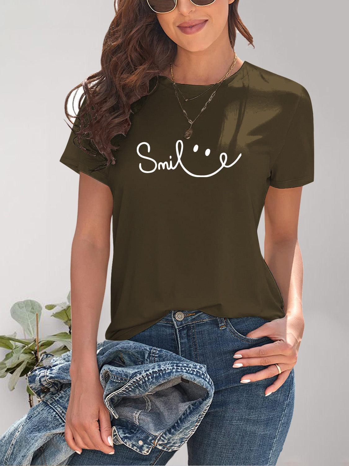 Kurzarm T-Shirt Frauen Rundhals Modern
