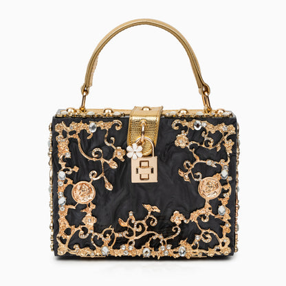Himmelblaue Clutch Abendtasche mit Golddekor Luxus Design