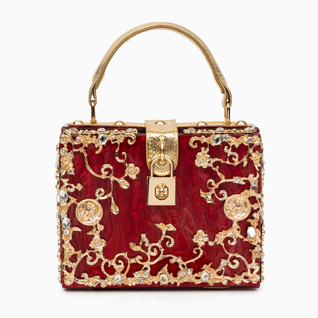 Himmelblaue Clutch Abendtasche mit Golddekor Luxus Design