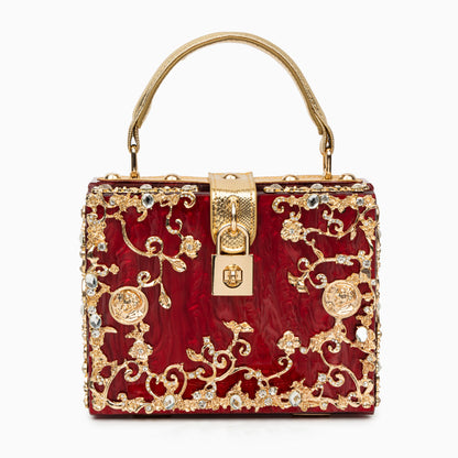 Himmelblaue Clutch Abendtasche mit Golddekor Luxus Design