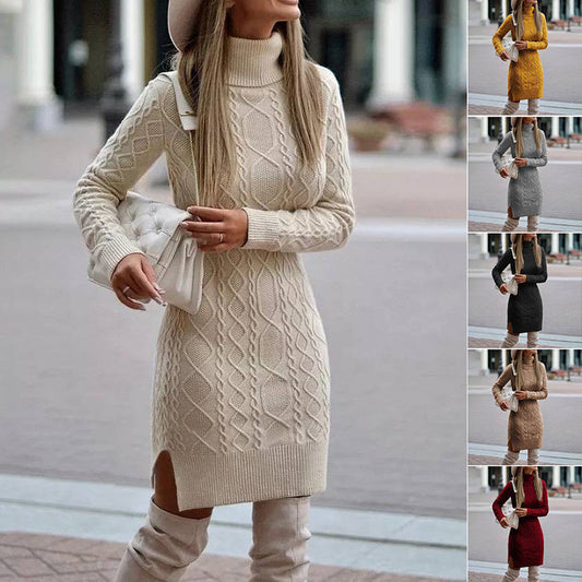 Amy: Winterpulloverkleid mit Schlitz