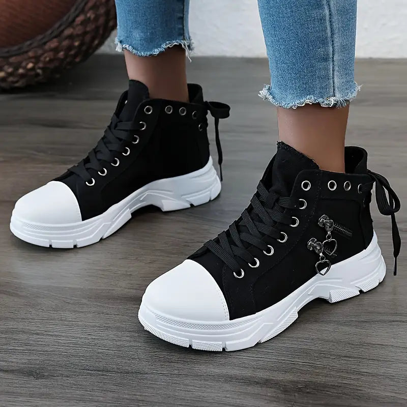 Damen Sneaker High-Top Jeansblau Reißverschluss Schuhe