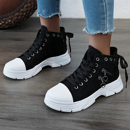 Damen Sneaker High-Top Jeansblau Reißverschluss Schuhe