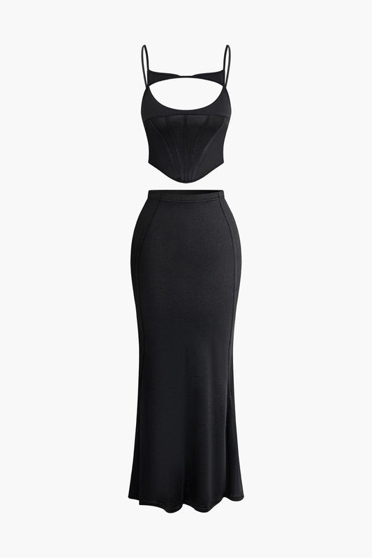 Elegantes Abendkleid Top und Maxirock Set - BerlinGlamour