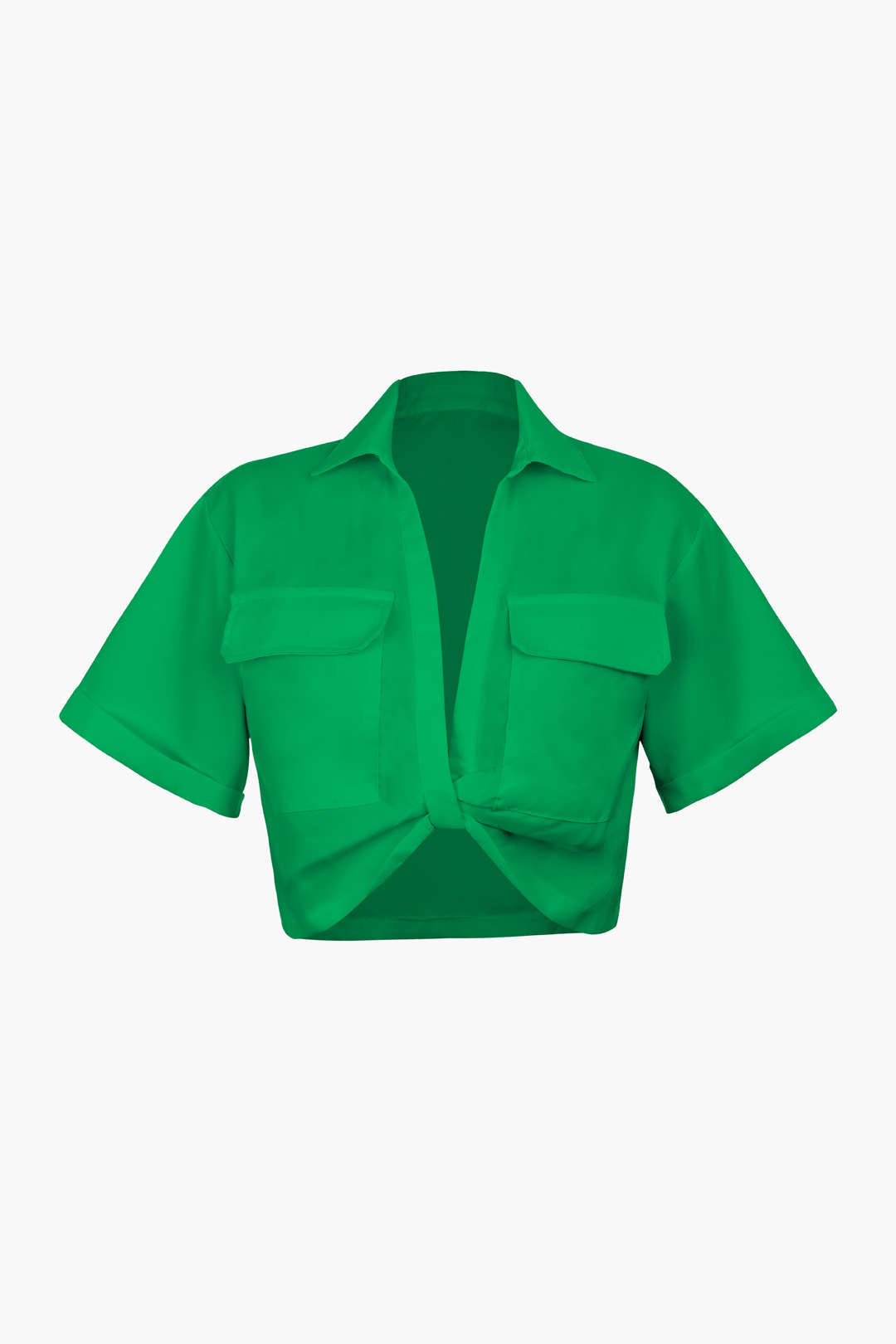Kurzarmshirt Damen Crop Top mit Kragen Modern