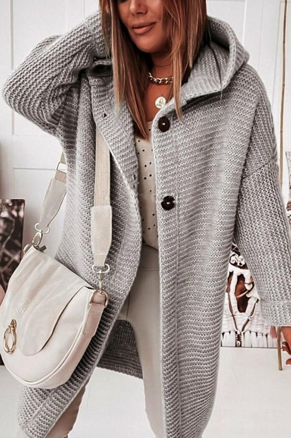 Strickjacke mit Kapuze Weich Warm Locker