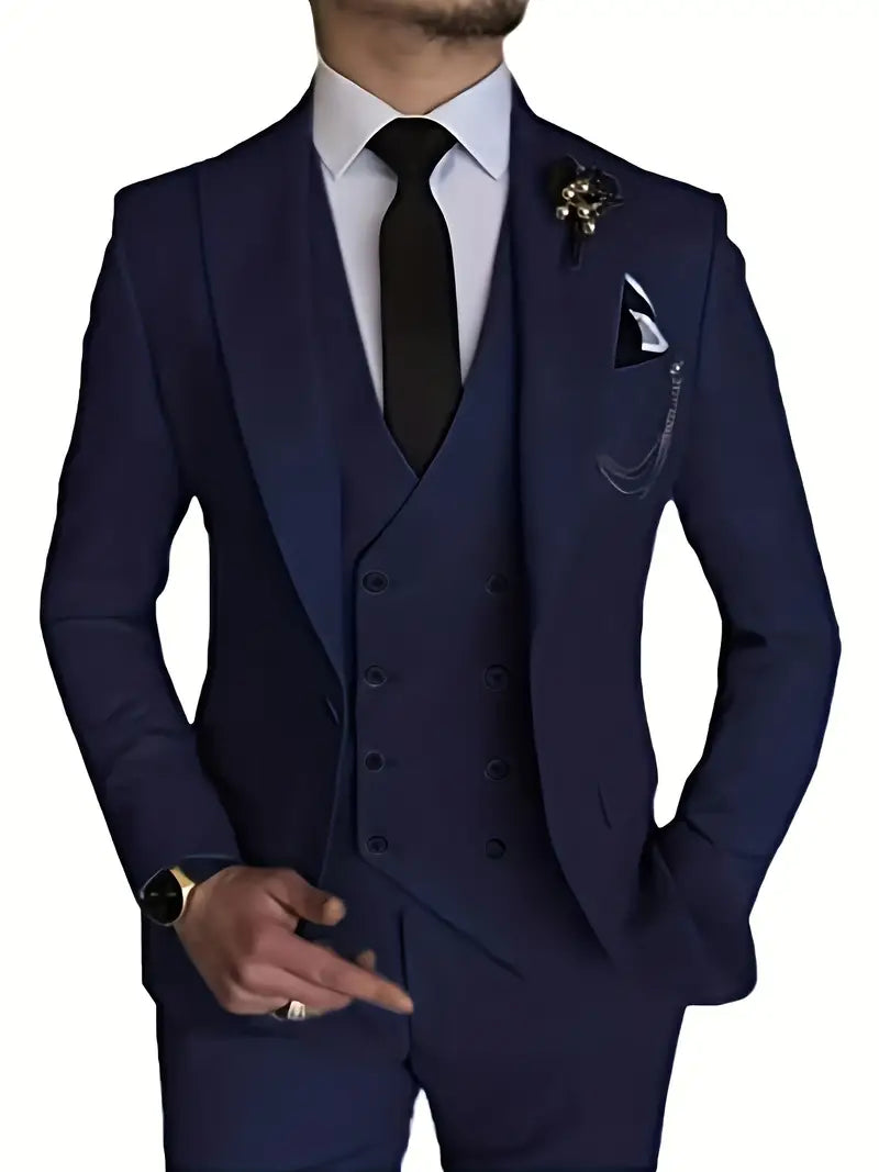 Herren Anzug Set 3-teilig Business Blazer Hose Weste