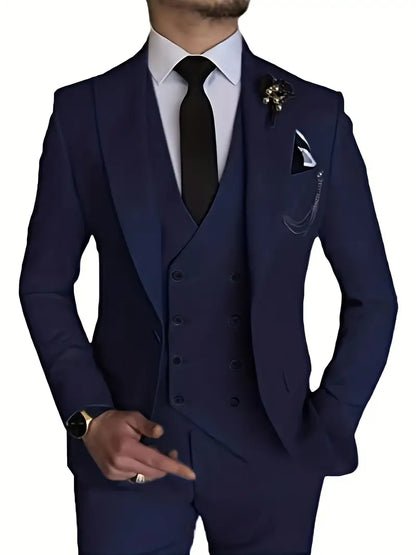 Herren Anzug Set 3-teilig Business Blazer Hose Weste