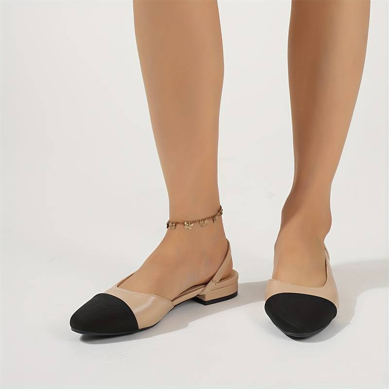Elegante Slingback Ballerinas Schwarz Beige