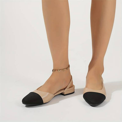 Elegante Slingback Ballerinas Schwarz Beige