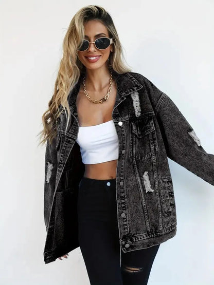 Große Damen Jeansjacke Oversized Trendy