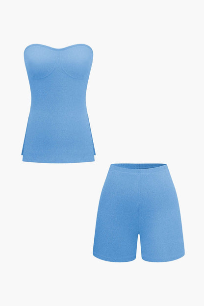 Elegantes Zweiteiler Set mit Bustier Top und Shorts Damen