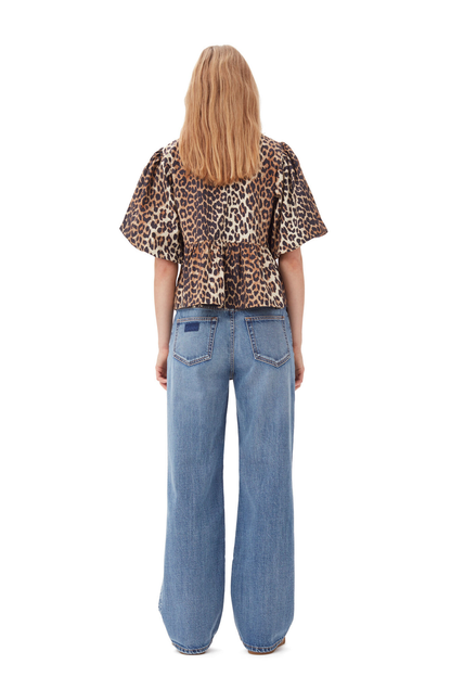 Elegante Damenbluse Puffärmel Schleife Modern
