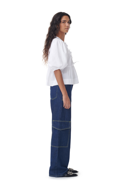 Elegante Damenbluse Puffärmel Schleife Modern - BerlinGlamour