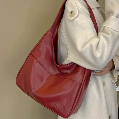 Elegante Ledertasche Damen Schicke Handtasche Schwarz