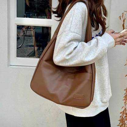 Elegante Ledertasche Damen Schicke Handtasche Schwarz