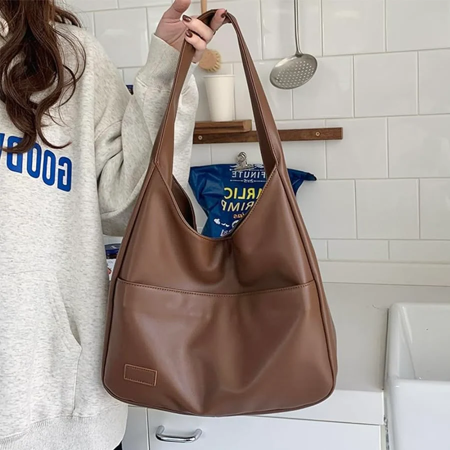 Elegante Ledertasche Damen Schicke Handtasche Schwarz