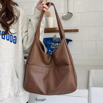 Elegante Ledertasche Damen Schicke Handtasche Schwarz