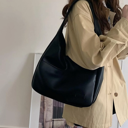 Elegante Ledertasche Damen Schicke Handtasche Schwarz