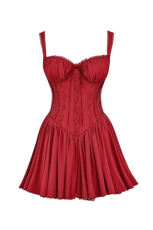 Korsett Minikleid mit Trägern Rüschen DetailSexy